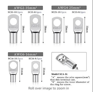 SC Series Peephole Copper Terminal Terminal Connector Suit 30PCs