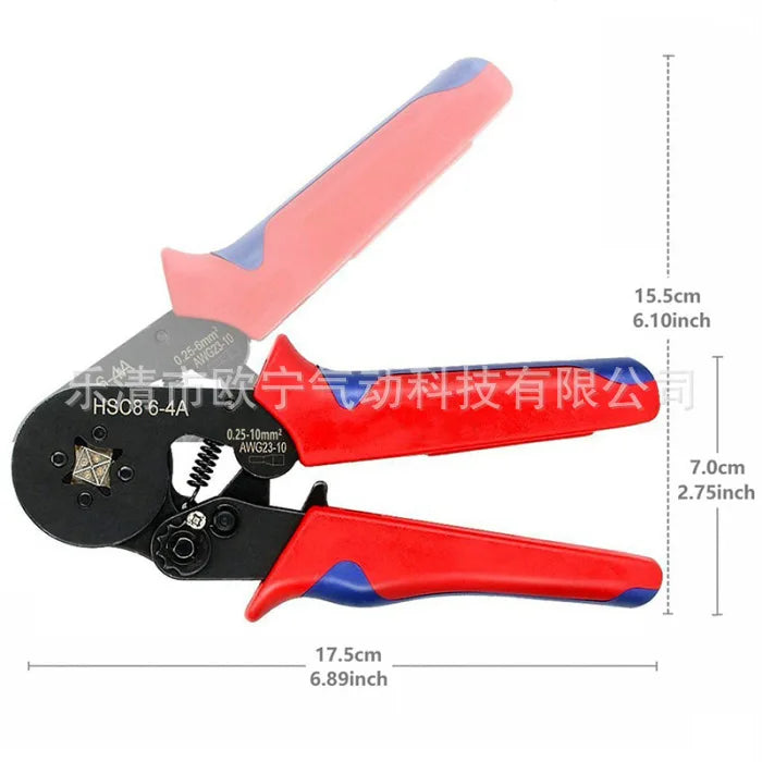 Wiring Terminal Ve1200pcs Tube Needle Type Wiring Pre-Insulation Cold Compression Terminal 6-4 Four Sides Crimping Plier Suit