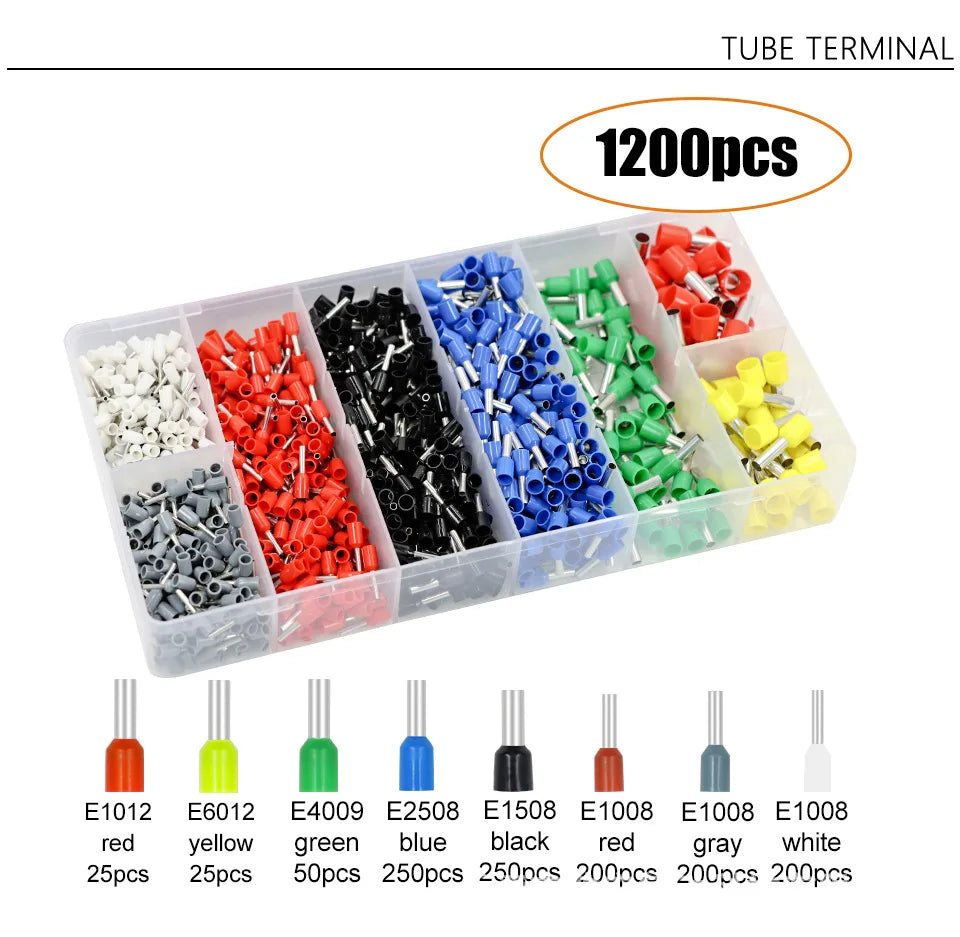 Ve1200pcs Tube Needle Type Wiring Pre-Insulated Cold Compression Terminal Hsc8 6-4 Wire Crimper Cloth Bag