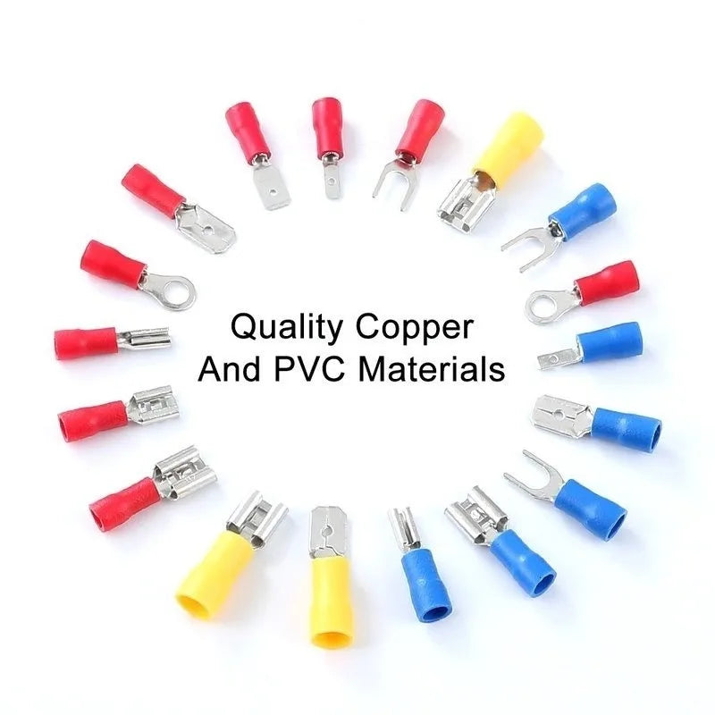 Insulated Ring Terminal Use For Bolt Hole Pure Copper Cable Cold Press Eyelet Connector Wire End Circular Crimp Lug Complete set