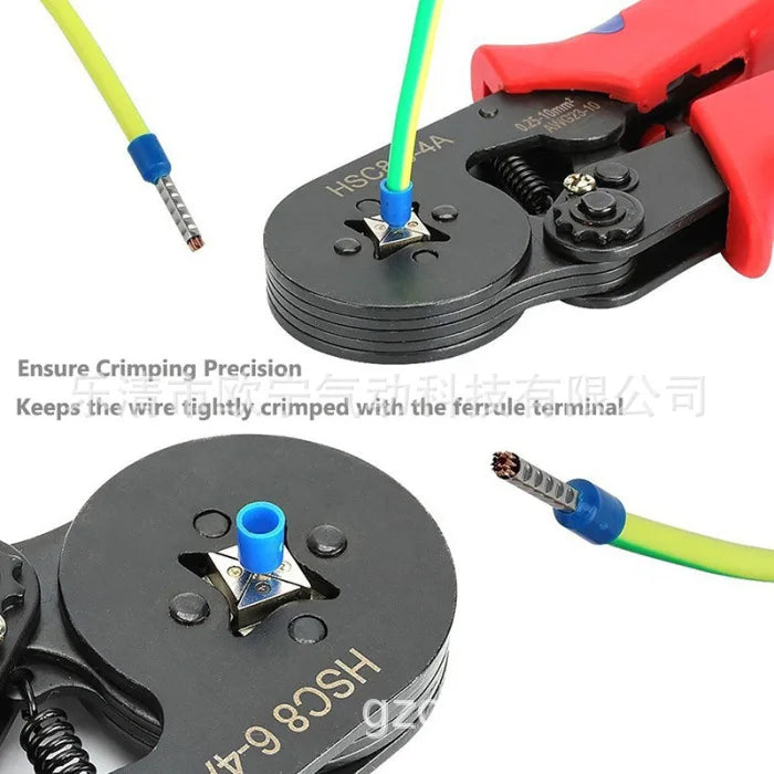 Wiring Terminal Ve1200pcs Tube Needle Type Wiring Pre-Insulation Cold Compression Terminal 6-4 Four Sides Crimping Plier Suit