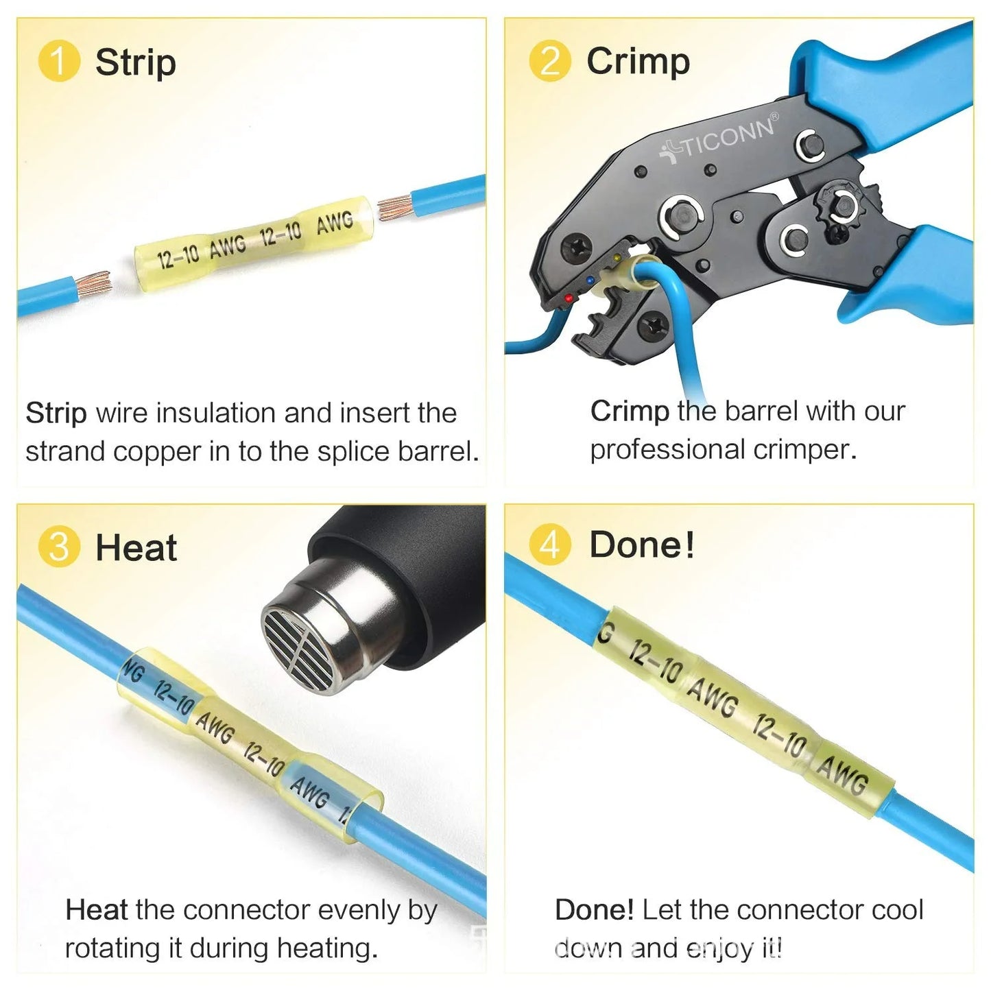 Bht200pcs Waterproof Intermediate Terminal BHT Heat Shrinkable Insulation Middle Terminal Straight Connector