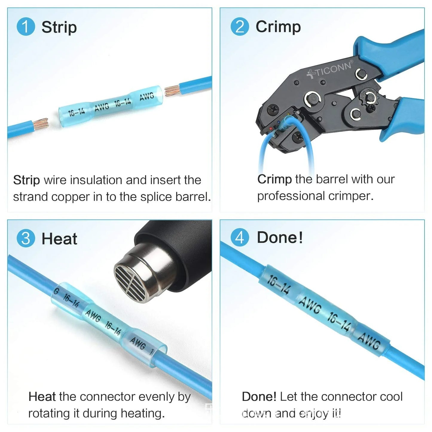 Bht200pcs Waterproof Intermediate Terminal BHT Heat Shrinkable Insulation Middle Terminal Straight Connector