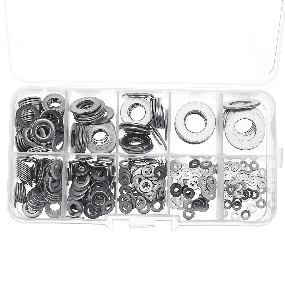 Stainless Steel Flat Washer 360pcs Box M2 2.5 3 4 5 6 8 10 Gasket for Cross Border E-commerce