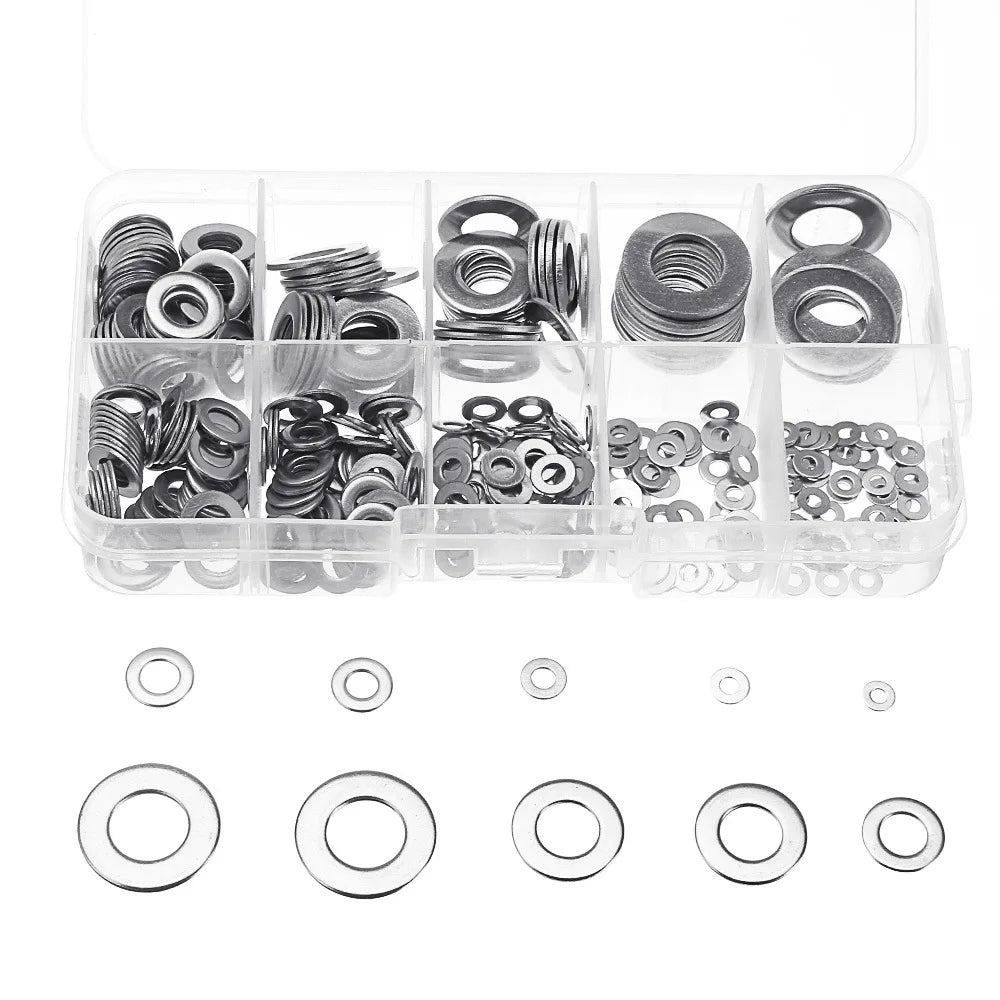 Stainless Steel Flat Washer 360pcs Box M2 2.5 3 4 5 6 8 10 Gasket for Cross Border E-commerce