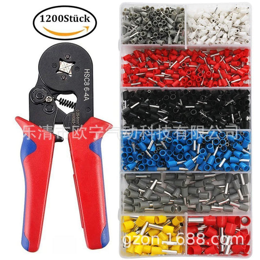 Ve1200pcs Tube Needle Type Wiring Pre-Insulated Cold Compression Terminal Hsc8 6-4 Wire Crimper Cloth Bag