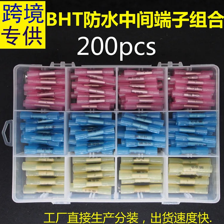 Waterproof Heat Shrinkable Middle Cold Compression Wiring Terminal Boxed Combination 200pcs Insulation Bht1.25/2/5.5