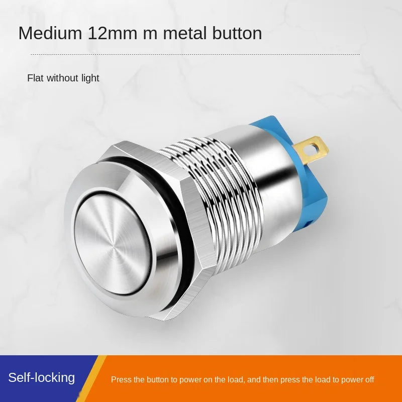 YZWM 12mm 12mm Momentary self-reset Metal Button Switch Opening with Light AC 3-6V Power Symbol Start Stop Small Switch