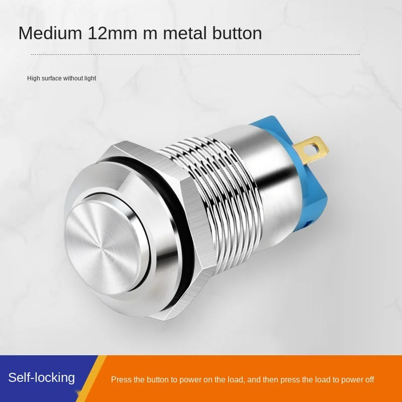 YZWM 12mm 12mm Momentary self-reset Metal Button Switch Opening with Light AC 12-24V Power Symbol Start Stop Small Switch