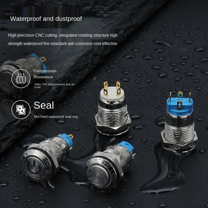 YZWM 12mm 12mm Self-locking Metal Button Switch Opening with Light AC 3-6V Power Symbol Start Stop Small Switch