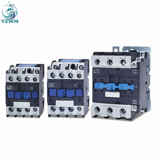 YZWM AC Contactor CJX2-0910 0901 9A NO 3-Phase DIN Rail Mount Electric Power Contactor 24V 36V 110V 220V 380V